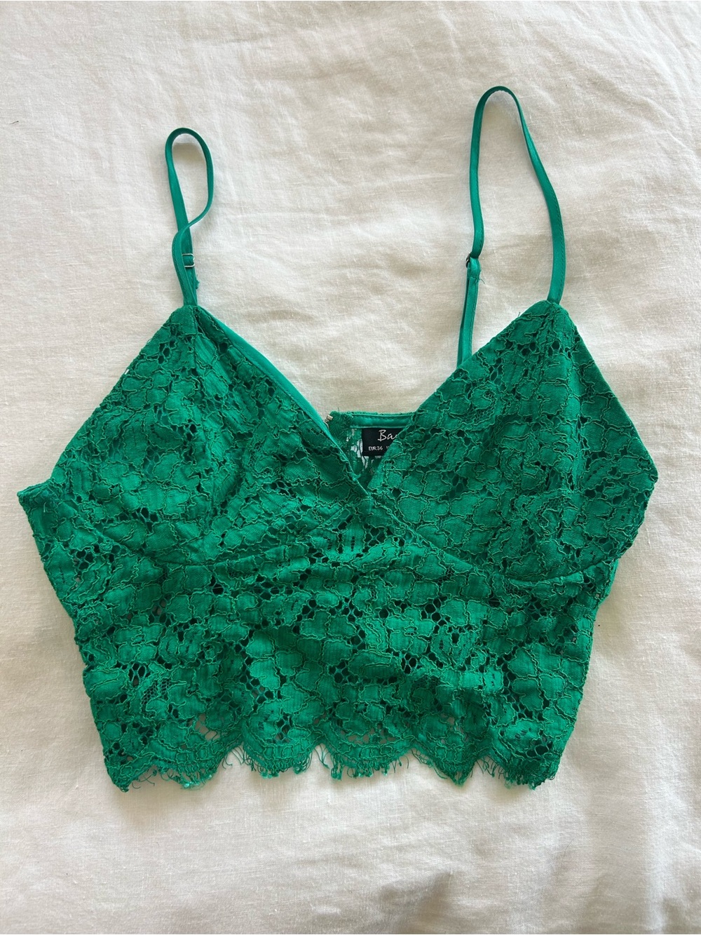 Bardot Emerald Lace Crop Top
